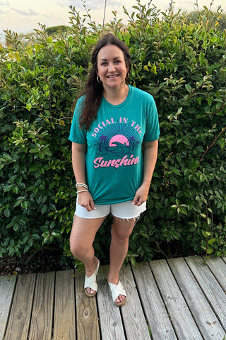 Social in the Sunshine Teal Triblend Tee - Tucked & Threaded