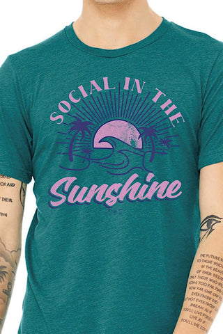 Social in the Sunshine Teal Triblend Tee - Tucked & Threaded