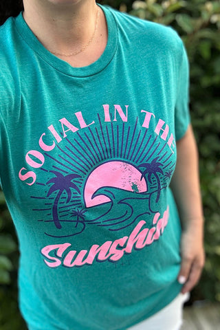 Social in the Sunshine Teal Triblend Tee - Tucked & Threaded