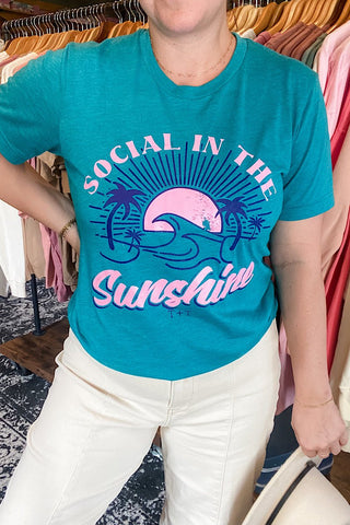 Social in the Sunshine Teal Triblend Tee - Tucked & Threaded