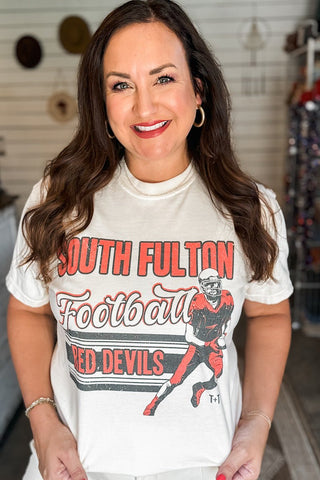 South Fulton Red Devils Football Ivory Tee - Tucked & Threaded