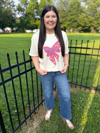 Southern Sparkle Midweight Faded Cream Tee - Tucked & Threaded
