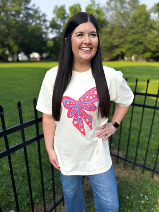 Southern Sparkle Midweight Faded Cream Tee - Tucked & Threaded