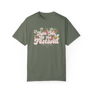Strawberry Festival Moss Green Tee - Tucked & Threaded