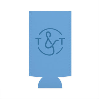 Take It Easy Blue Tan Can Cooler - Tucked & Threaded
