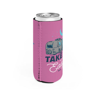 Take It Easy Pink Tall Can Cooler - Tucked & Threaded