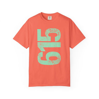 Teal 615 Area Code Faded Unisex Tee - Tucked & Threaded