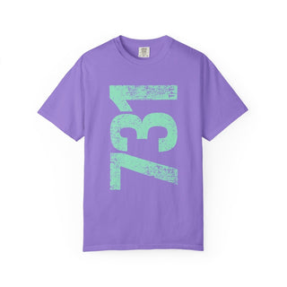 Teal 731 Area Code Faded Unisex Tee - Tucked & Threaded