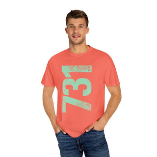 Teal 731 Area Code Faded Unisex Tee - Tucked & Threaded