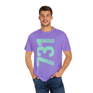 Teal 731 Area Code Faded Unisex Tee - Tucked & Threaded
