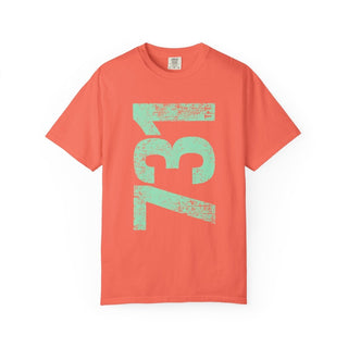 Teal 731 Area Code Faded Unisex Tee - Tucked & Threaded