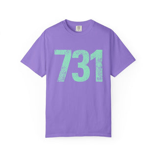 Teal 731 Area Code Faded Unisex Tee (Horizontal) - Tucked & Threaded