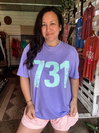 Teal 731 Area Code Faded Unisex Tee (Horizontal) - Tucked & Threaded