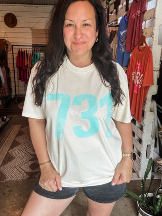 Teal 731 Area Code Faded Unisex Tee (Horizontal) - Tucked & Threaded