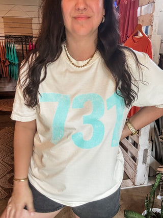 Teal 731 Area Code Faded Unisex Tee (Horizontal) - Tucked & Threaded