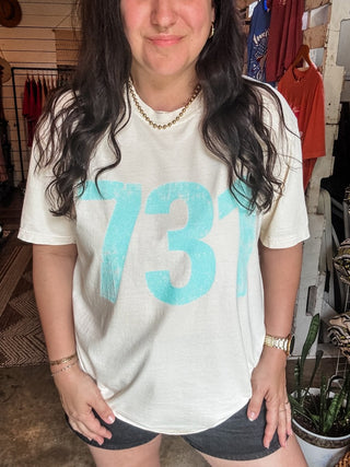 Teal 731 Area Code Faded Unisex Tee (Horizontal) - Tucked & Threaded