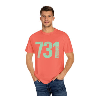 Teal 731 Area Code Faded Unisex Tee (Horizontal) - Tucked & Threaded