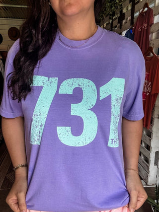 Teal 731 Area Code Faded Unisex Tee (Horizontal) - Tucked & Threaded