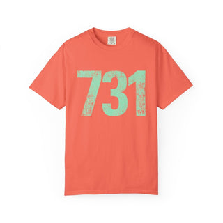 Teal 731 Area Code Faded Unisex Tee (Horizontal) - Tucked & Threaded