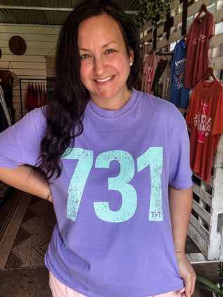 Teal 731 Area Code Faded Unisex Tee (Horizontal) - Tucked & Threaded