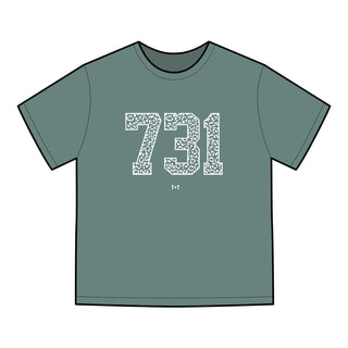 Tennessee 731 Area Code Graphic Tee - West TN White Leopard Cypress Green Shirt - Tucked & Threaded