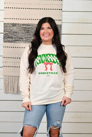 Tennessee Christmas Ivory Long-Sleeve Tee - Tucked & Threaded