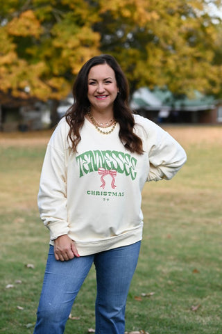 Tennessee Christmas Ivory Sweatshirt - Tucked & Threaded