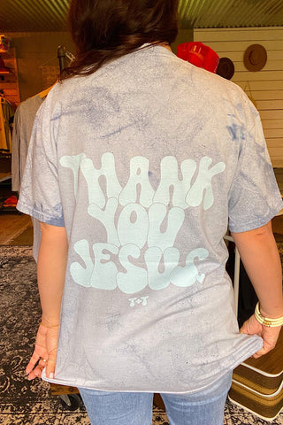 Thank You, Jesus Ocean Marble Tee - Tucked & Threaded