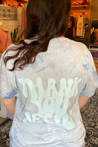 Thank You, Jesus Ocean Marble Tee - Tucked & Threaded