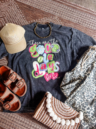 These are the Good Ole Days Black Mineral Wash Tee - Tucked & Threaded