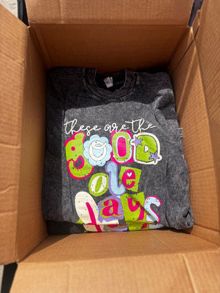 These are the Good Ole Days Black Mineral Wash Tee - Tucked & Threaded