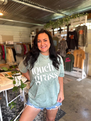 Touch Grass Outdoorsy Graphic Tee | Comfort Colors® Women's T-Shirt - Tucked & Threaded