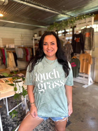 Touch Grass Outdoorsy Graphic Tee | Comfort Colors® Women's T-Shirt - Tucked & Threaded