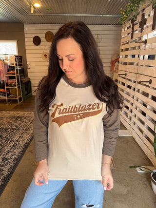 Trailblazer Toast Raglan Tee - Tucked & Threaded