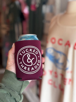 Tucked & Threaded Maroon Short Can Cooler (Wholesale) - Tucked & Threaded