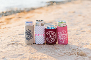 Tucked & Threaded Maroon Short Can Cooler (Wholesale) - Tucked & Threaded
