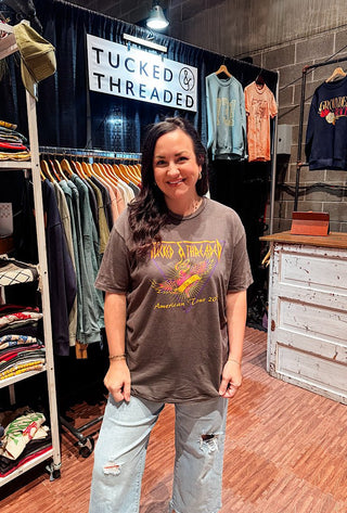 TUCKED & THREADED Throwback Band Washed Grey Tee - Tucked & Threaded