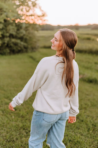 Floral Peace Tan Fleece Sweatshirt