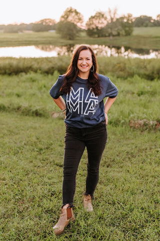 Mama Geometric Navy Vintage Tee