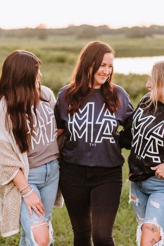 Mama Geometric Navy Vintage Tee