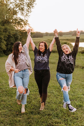 Mama Geometric Navy Vintage Tee