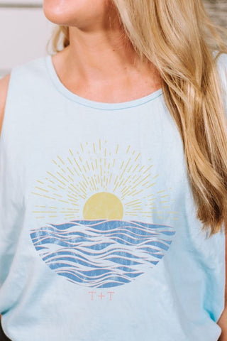 Waves Retro Sky Blue Tank-3XL Only - Tucked & Threaded