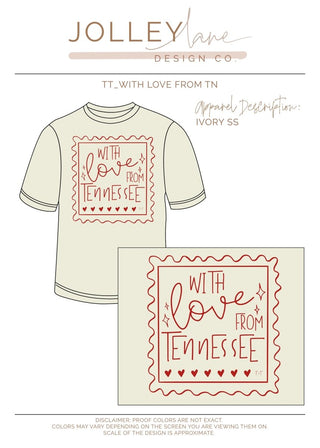 With Love from Tennessee Ivory or Bay Unisex Tee - Tucked & Threaded