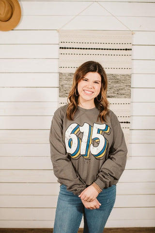 615 Vintage Long-Sleeve Concrete Tee - Tucked & Threaded