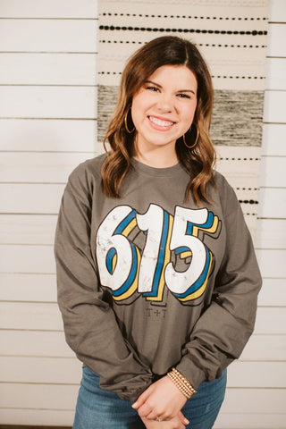 615 Vintage Long-Sleeve Concrete Tee - Tucked & Threaded