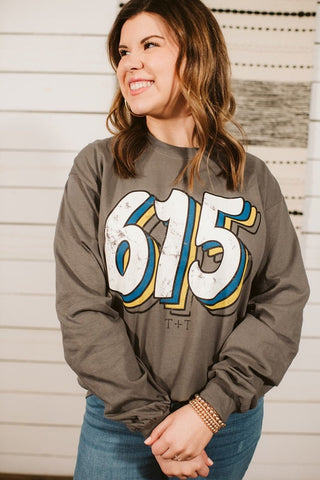 615 Vintage Long-Sleeve Concrete Tee - Tucked & Threaded