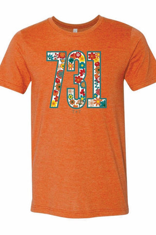 731 Fall Floral Orange Tee - Tucked & Threaded