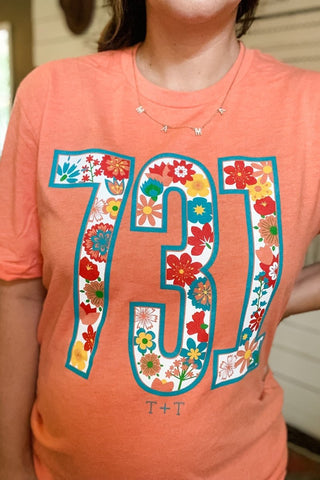 731 Fall Floral Orange Tee - Tucked & Threaded