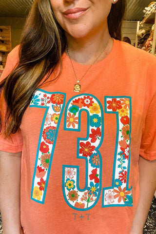 731 Fall Floral Orange Tee - Tucked & Threaded