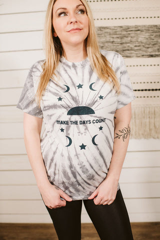 Make the Days Count Grey Tie-Dye Tee-Small Only